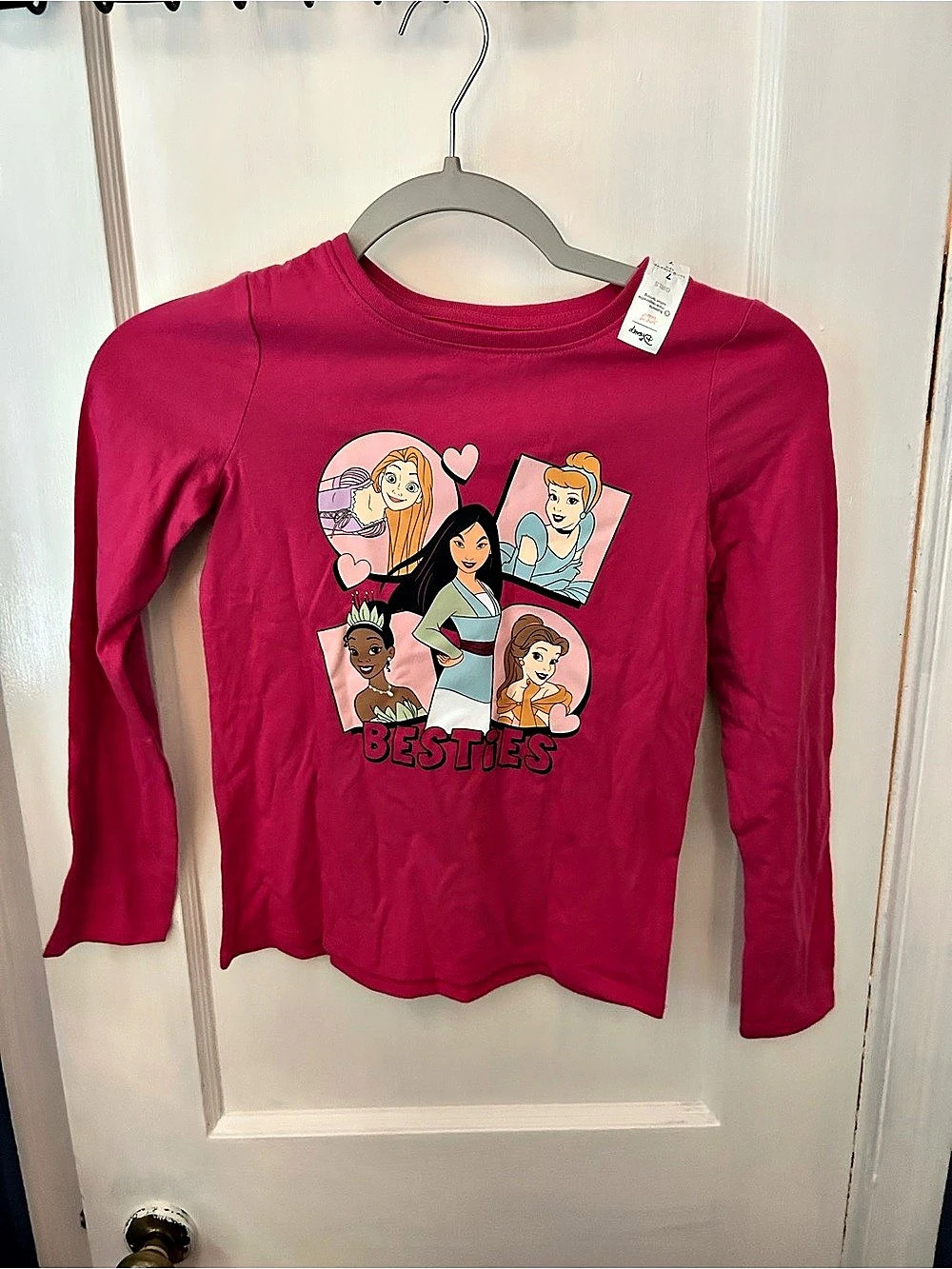 Disney Princess Besties Long Sleeve Graphic Tee Girls 7 NWT